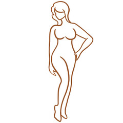 Woman's Triangle Body Shape Line Art, female body line art illustration on transparent background