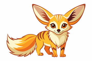 Cute fennec fox front view abstract vector illustration