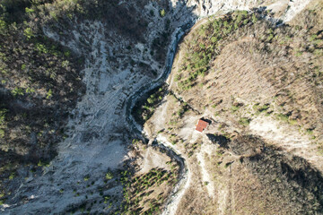 Fototapeta na wymiar aerial view from the drone Italian Alps