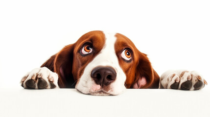 Portrait of a cute Beagle dog on a white background