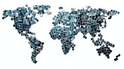 World map made by metal boxes. Abstract World map. 