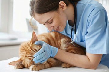 Veterinarian Caring for a Cat