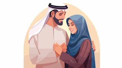 A couple husband and wife greeting Ramadan Kareem 