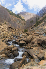 Fototapeta na wymiar Albania Shebenik national park peaks mountain Hiking small river