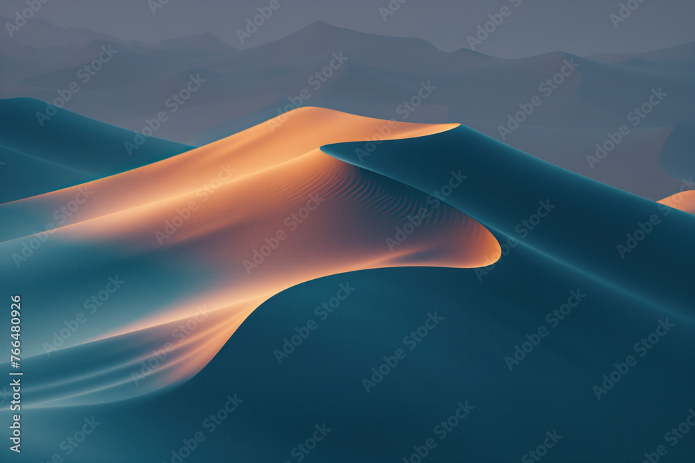 Poster surreal colorful sand dune landscape. background image. created with generative ai technology.