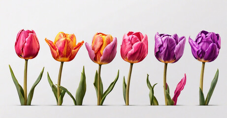row of colorful tulip flowers