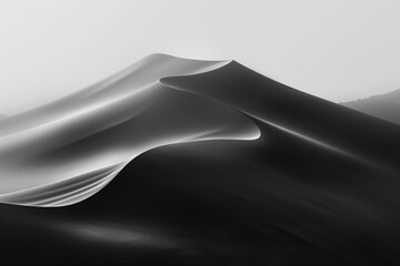 Surreal monochrome sand dune landscape. Background image. Created with Generative AI technology.