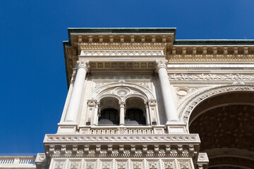 Facade of the Galleria Vittorio Emanuele II, Cathedral Square, Piazza del Duomo, Milan, Italy,...