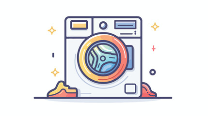 Machine wash outline icon flat vector isolated on white