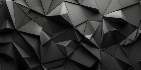 Monochromatic Geometric Shapes - 3D Black Abstract Polygonal Background