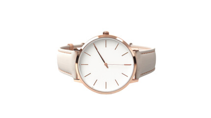 A sophisticated white watch with a sleek rose gold case, combining classic style with modern luxury