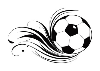 Abstract soccer ball, black vector isolated against white background 