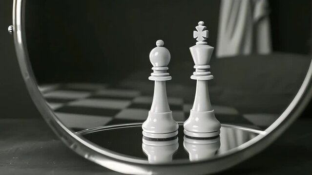 two chess pieces and a mirror. Generative AI