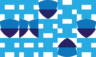blue deep blue Abstract geometric pattern design in retro style. Vector illustration with adobe illustrator - obrazy, fototapety, plakaty
