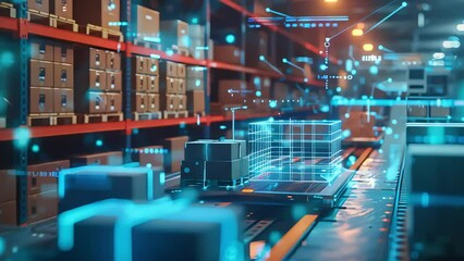 smart warehouse with artificial intelligence, without human intervention. autonomous form of sorting and loading of goods. smart logistics and sorting technologies. Generative AI - Powered by Adobe