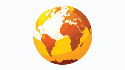 Orange shading silhouette cartoon earth globe - obrazy, fototapety, plakaty