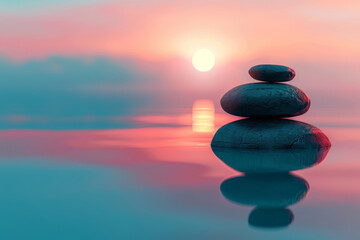 Fototapeta na wymiar Zen Stones at Sunset