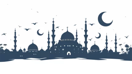 Poster Ramadan background   mosque silhouette card flat vector © Blue
