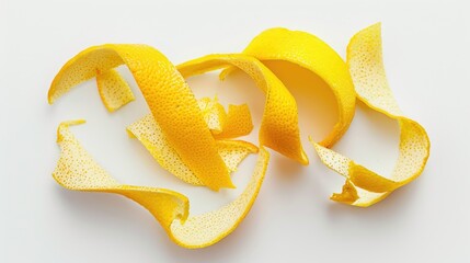A peeled orange peel on a white surface. Perfect for food and nutrition concepts - obrazy, fototapety, plakaty