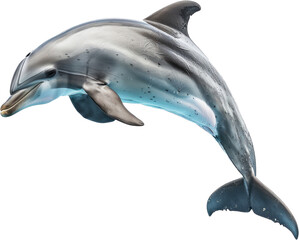 Graceful bottlenose dolphin leaping, cut out transparent