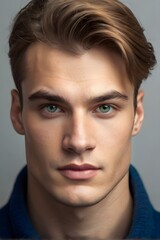 Obraz premium Portrait of a handsome male from european. 25 years old. Generative AI