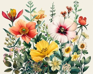 From Garden to Graphics Translating Flora Icons into Elegant Design Elements,illustration ,high detailed