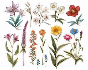 From Garden to Graphics Translating Flora Icons into Elegant Design Elements,illustration ,high detailed