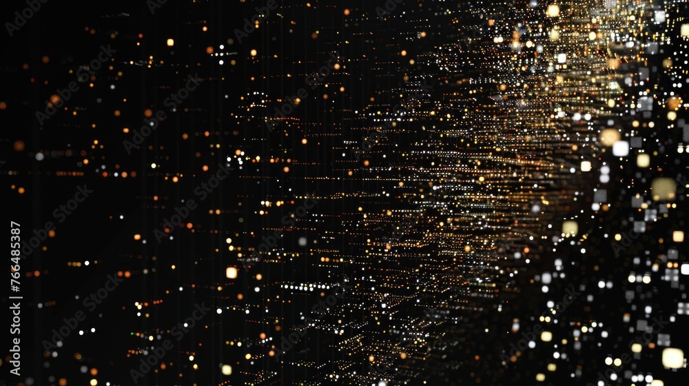 Poster black background with a lot of gold dots, suitable for various design projects