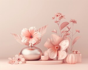 Natural Sophistication Incorporating Flora Icons into Elegant Designs,illustration , 3D render
