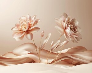 Natural Sophistication Incorporating Flora Icons into Elegant Designs,illustration , 3D render