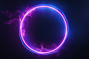 A neon circle with a vibrant blue and pink glow. Ideal for futuristic and technology-themed designs