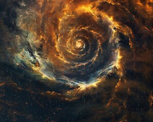 The Spiral Shell Nebula Picture a nebula shaped like a giant turtle shell, its swirling patterns reminiscent of the intricate designs found on terrestrial turtles as it spins through the galaxy , 4K - obrazy, fototapety, plakaty