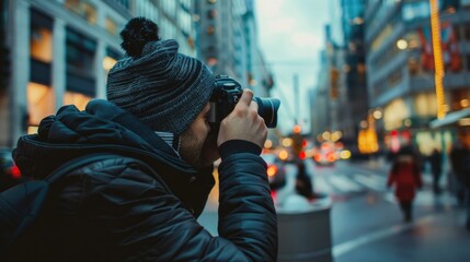 A man capturing urban scene for photography project
