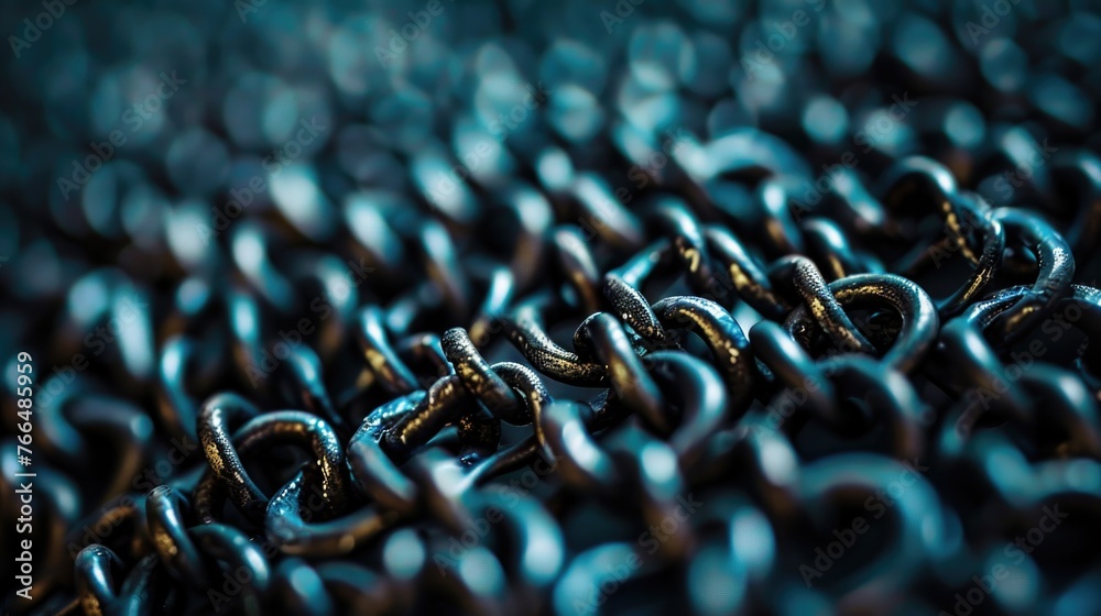 Poster a detailed view of linked chains, perfect for industrial concepts