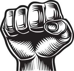 wrist fist pump, hands clenched power strength icon logo vector. Fight for rights, protest