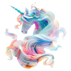 A colorful swirl of pink unicorn, blue, and purple,isolated on white background or transparent background. png cut out or die-cut