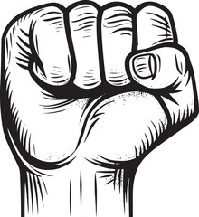 wrist fist pump, hands clenched power strength icon logo vector. Fight for rights, protest