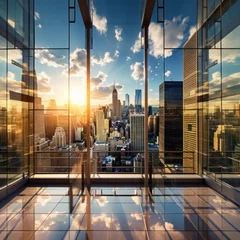 Türaufkleber A Breathtaking View of the Manhattan Skyline from a Modern Office Building © Molostock