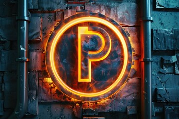 A neon sign featuring the letter P. Ideal for signage and advertising concepts