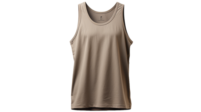 A tan tank top exudes warmth and comfort on a crisp white background