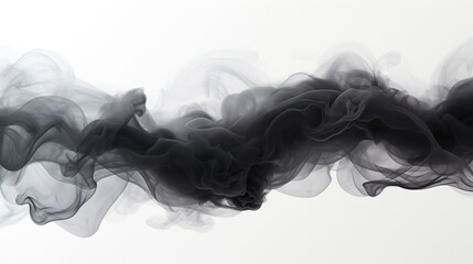 Black smoke or dirty toxic fog. Burning carbon and black fume texture on white background. - obrazy, fototapety, plakaty