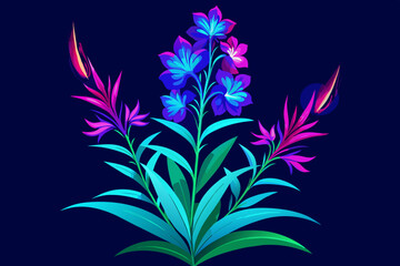 abstract floral design&  fireweed-wild-blue-light-flower