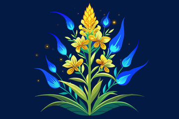 Fototapeta na wymiar blue and yellow flowers vector illustration