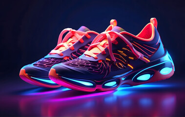 A pair of shoes with neon lights on them