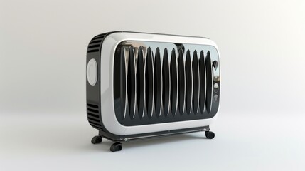 Classic black and white radio on a wooden table, suitable for retro and vintage themes