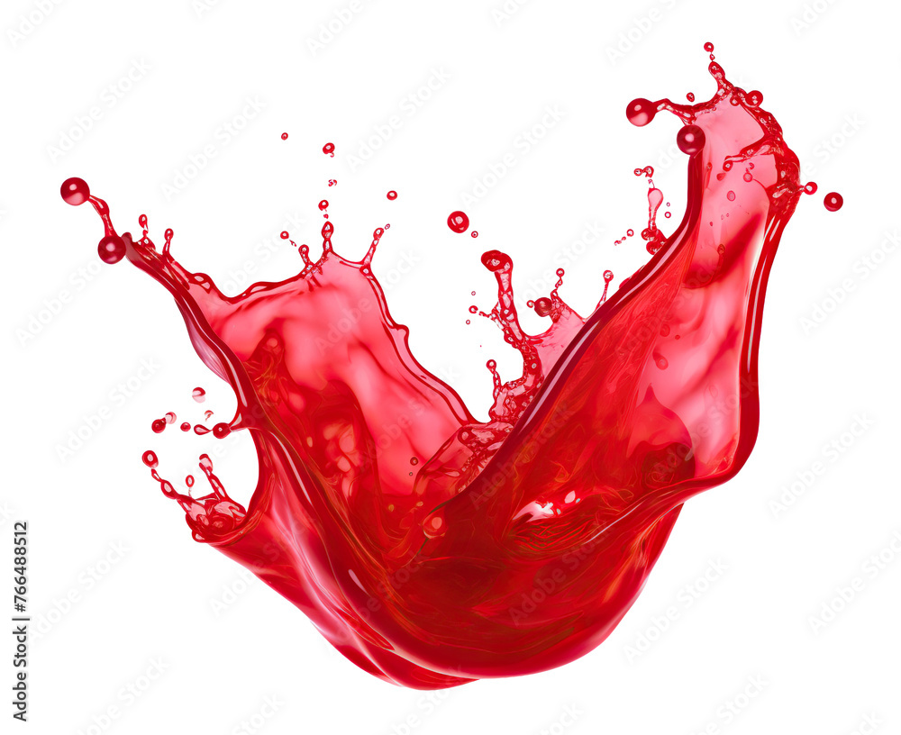 Canvas Prints vibrant and energetic splash of a red liquid similar to red berry jam, syrup, juice or punch, cut ou