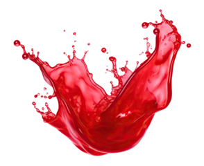 Vibrant and energetic splash of a red liquid similar to red berry jam, syrup, juice or punch, cut out