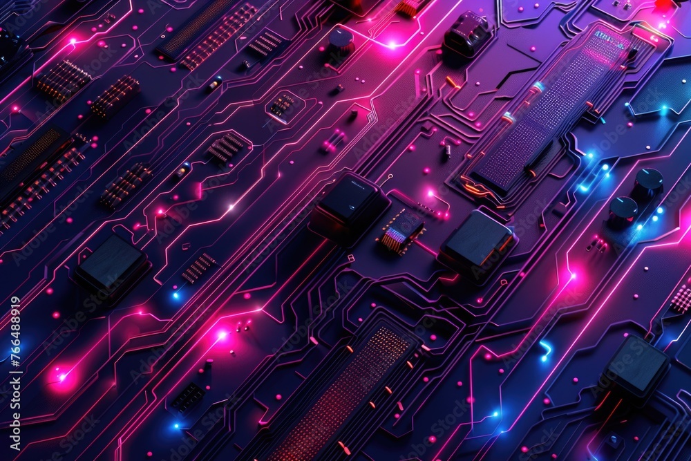 Poster Detailed view of a computer circuit board, ideal for technology concepts