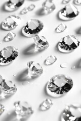 A stunning display of shimmering diamonds on a clean white background. Perfect for luxury and jewelry concepts