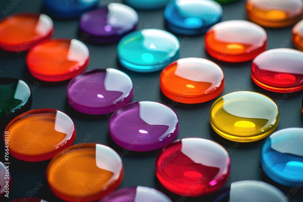Poster a close up of a bunch of colored buttons. ideal for fashion or crafting projects